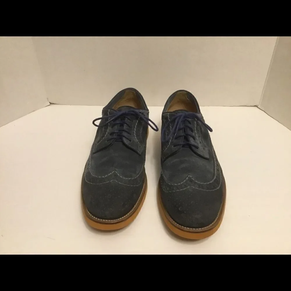 Doucal’s Suede Leather Wingtip Loafer Blue Sz 8.5